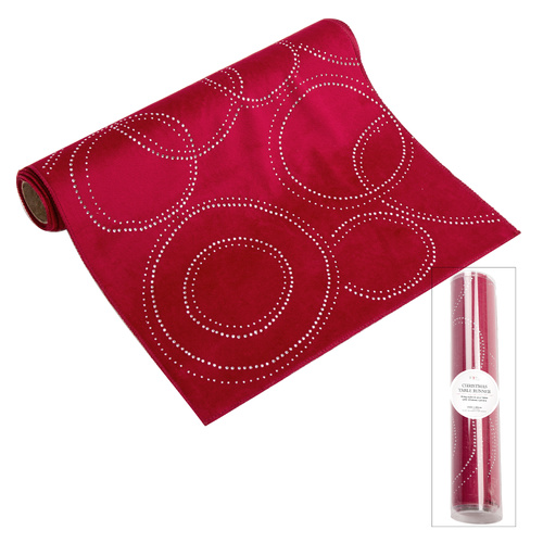 Red Velvet Diamonte Table Runner
