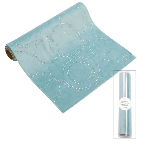 Teal Velvet Diamonte Table Runner