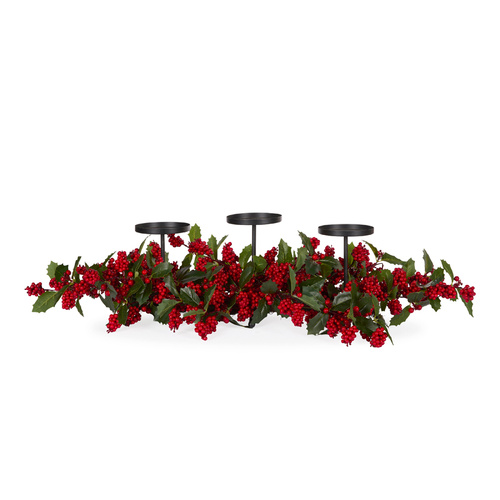 Holly Berry Foliage Candle Centrepiece