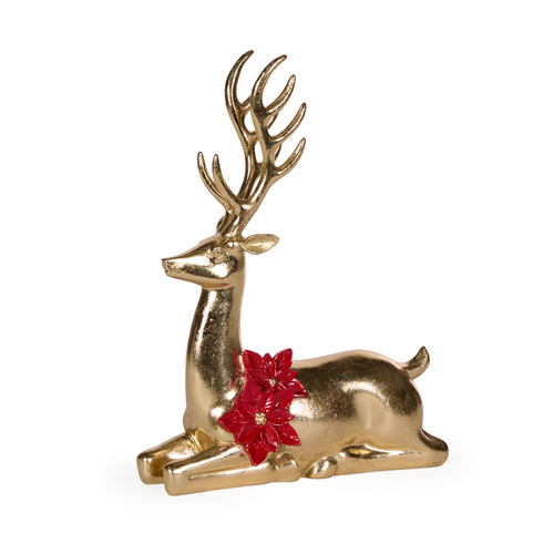 Gilded Sitting Holly Reindeer