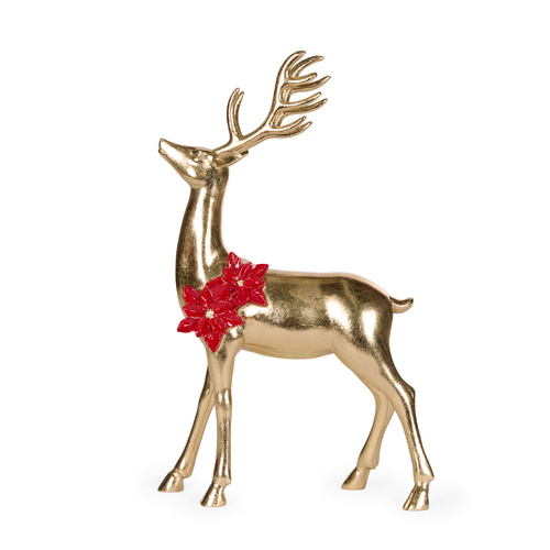 Gilded Standing Holly Reindeer