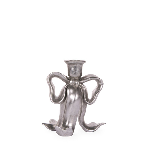 Silver Bow Candle Holder