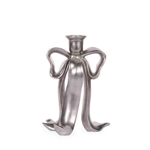 Silver Bow Candle Holder