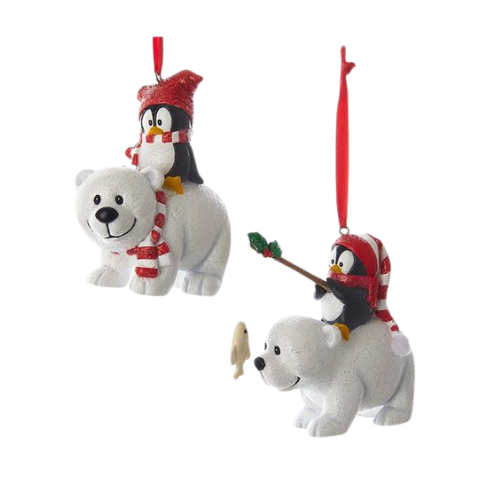 Polar Bear w/ Penguin Ornaments