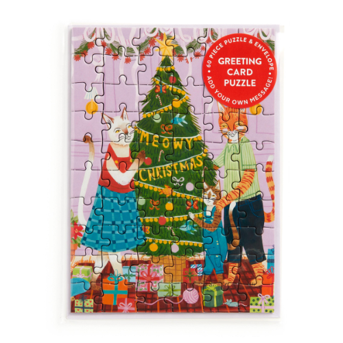 Meowy Christmas Greeting Card Puzzle