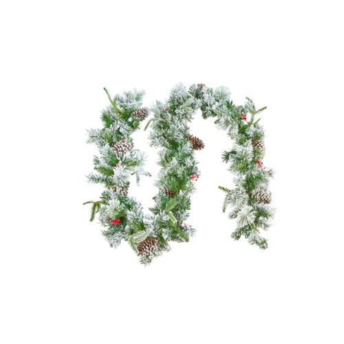 Pine Berry Flocked Christmas Garland