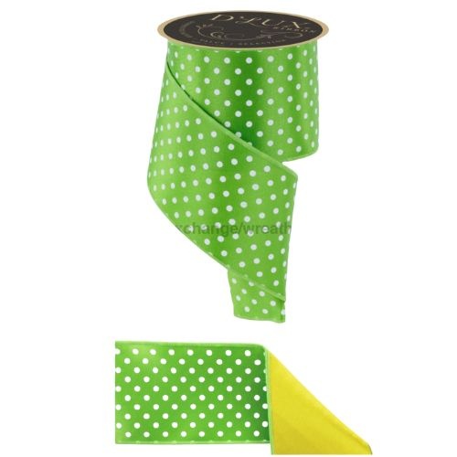 Polka Dot Fused Fresh Green Ribbon