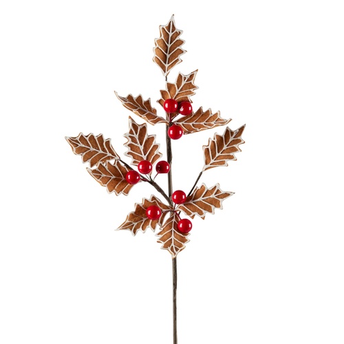 Gingerbread Holly Spray