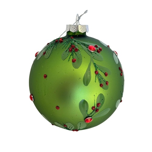 Green w/ Holly Accent Bauble
