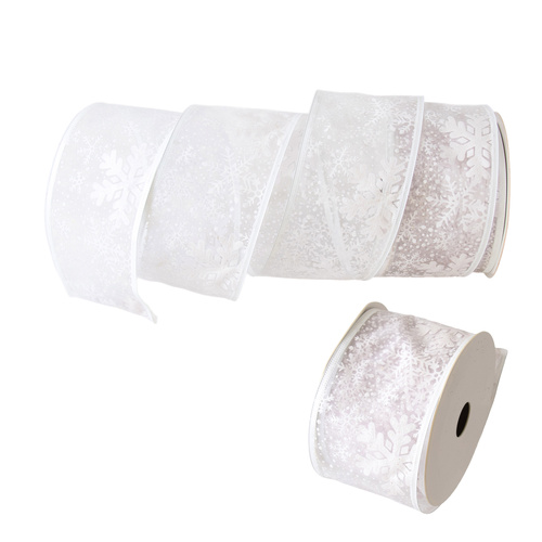 White Snowflake Polyester Ribbon