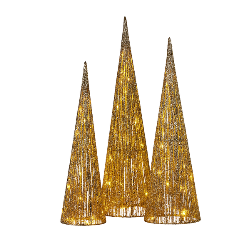 Golden LED Cone Trees