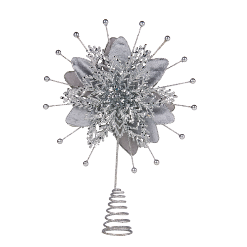 Silver Poinsettia Tree Topper