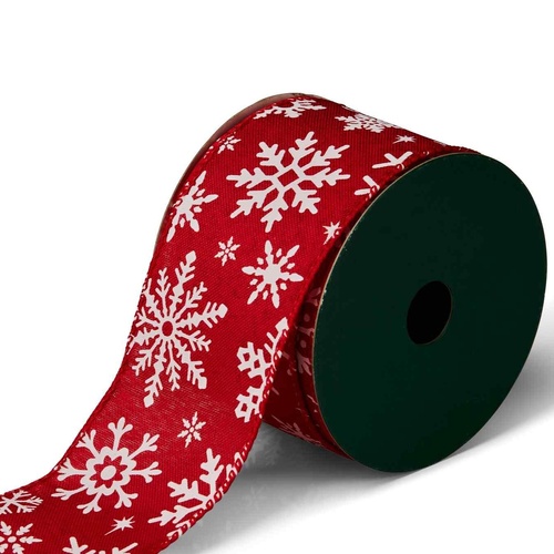 Red Christmas Ribbon with Snowflake