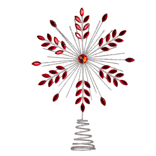 Tree Topper | Silver w/ Red Snowflake