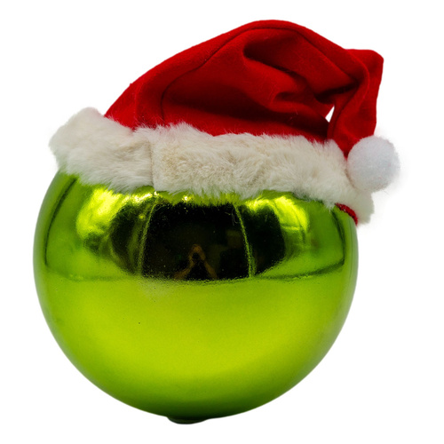 Green Bauble w/ Santa Hat