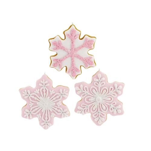 Pink & White Snowflake Cookie Ornaments