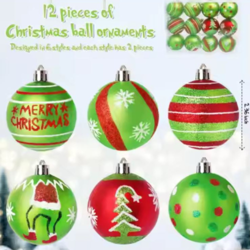 Grinch Style Bauble Set