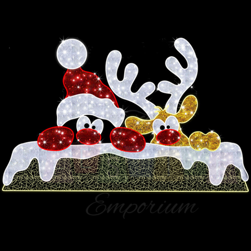 Santa & Reindeer Roof Friends | Christmas Motif Light | Brown