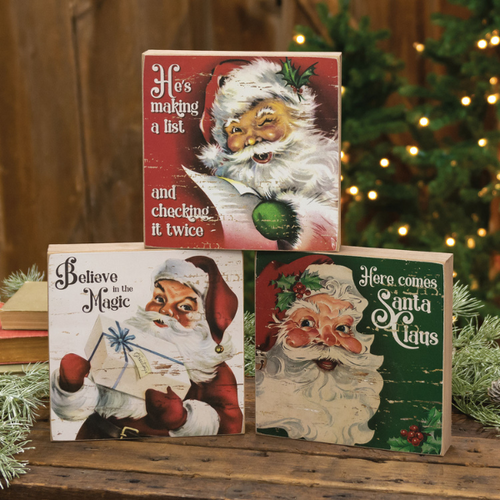 Vintage Santa Box Sign | Wht