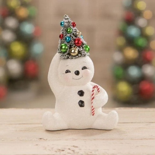 Bethany Lowe | Retro Candy Cane Snowman with Tree | TL1354