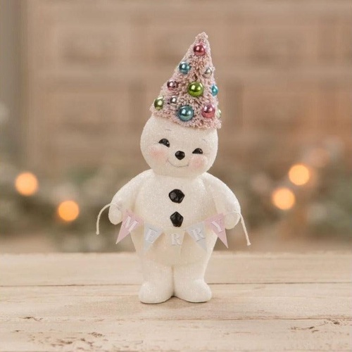 Bethany Lowe | Pastel Merry Snowman with Tree | TL1355