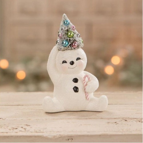Bethany Lowe | Pastel Candy Cane Snowman with Tree | TL1356