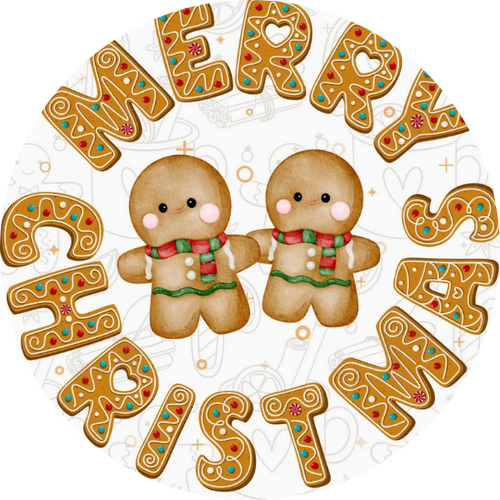 Merry Christmas Iced Gingerbread Sign