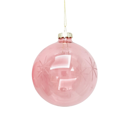 Etched Pink Glass Bauble