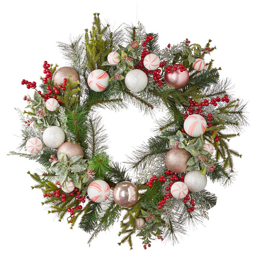 Raz | Jingle & Cocoa | Peppermint Ball Wreath