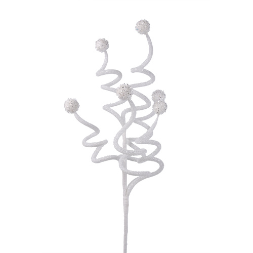 White Glitter Ball Swirl Stem