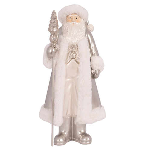 Silver Polyresin Santa