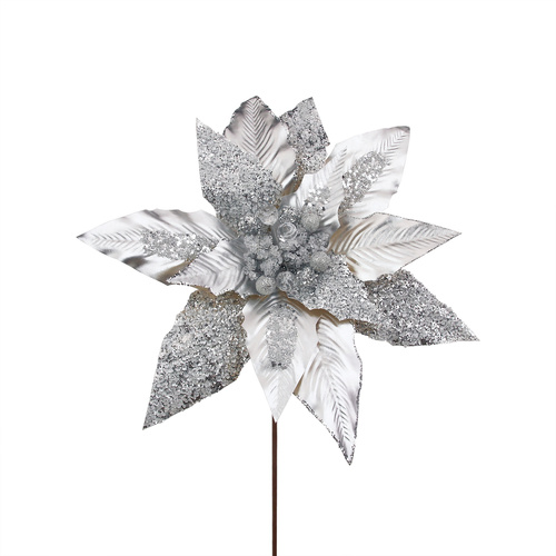 Silver Poinsettia w/Stem