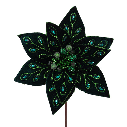Emerald Jewelled Poinsettia w/ Stem
