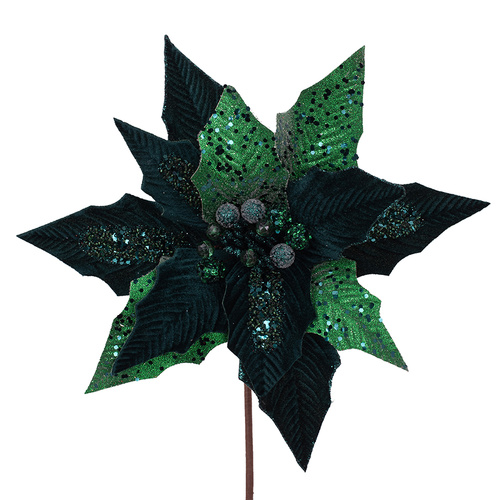 Emerald Jewelled Poinsettia w/ Stem