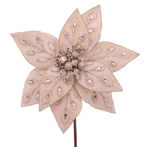 Champagne Jewelled Poinsettia Stem