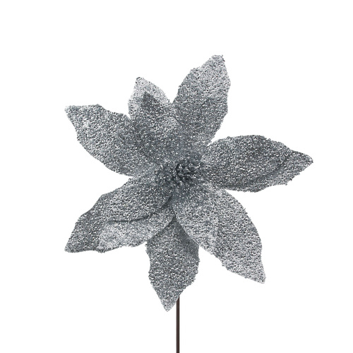 Silver Glittered Poinsettia