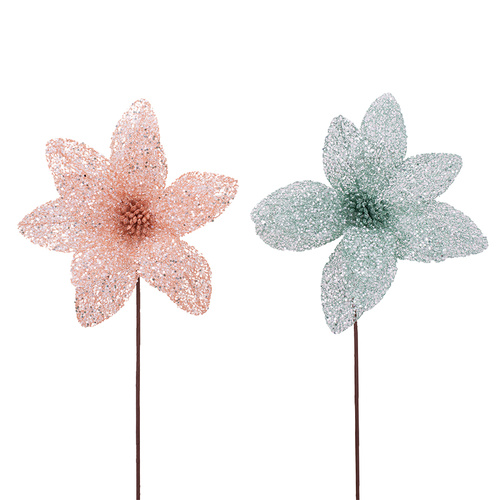 Glitter Poinsettia w/ Stem