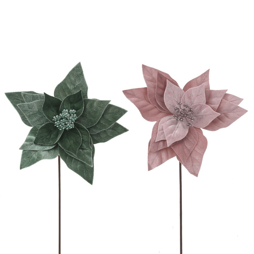 Velour Poinsettia w/ Clip