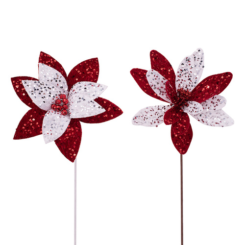 Poinsettia w/ Glitter Sequins