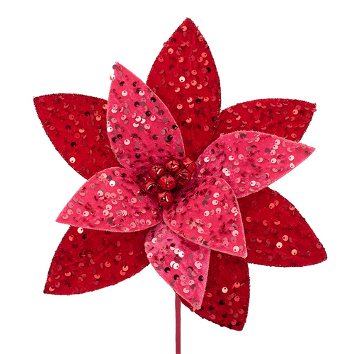 Red Pink Sequined Poinsettia