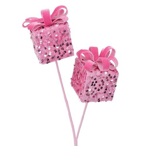 Pink Sequin Gift Box Pick