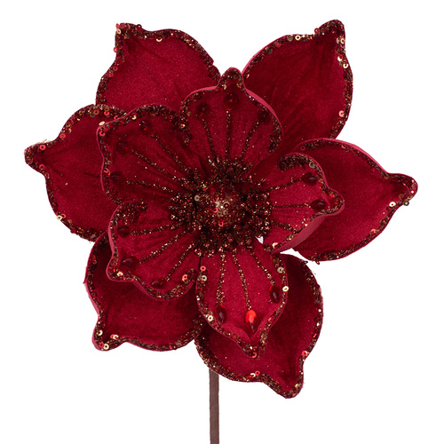 Red Velour Magnolia w/ Clip