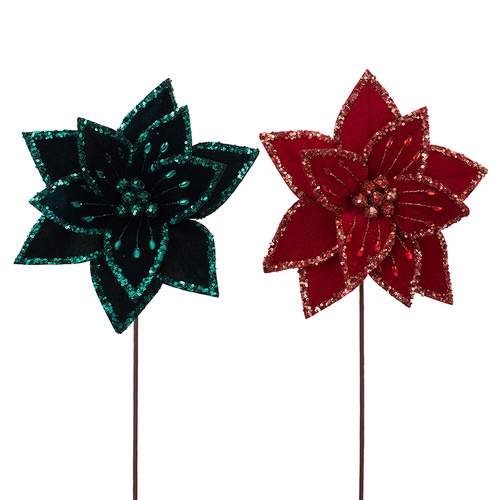Poinsettia w/ Glitter & Clip