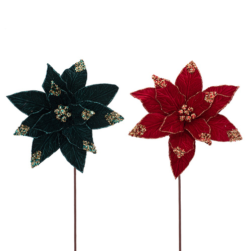 Poinsettia w/ Beading & Clip
