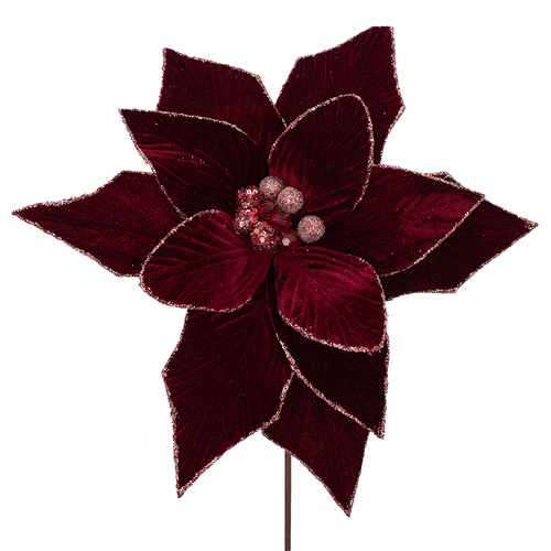 Burgundy Velvet Poinsettia w/ Rose Gold Details