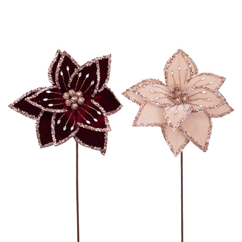 Velvet Poinsettia w/ Rose Gold Jewels