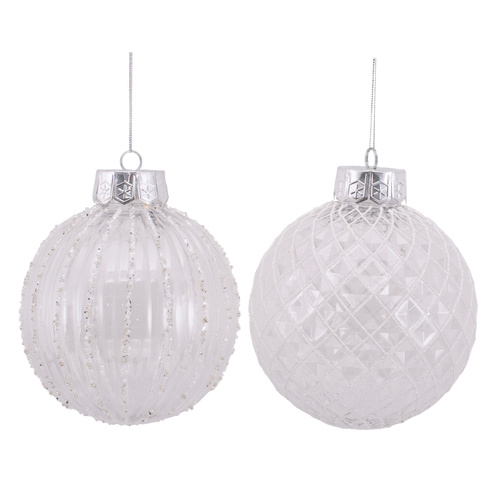 15cm Clear Bauble w/ Handpainted Glitter