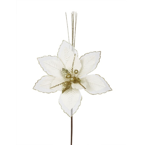 Ivory Poinsettia w/ Organza Stem