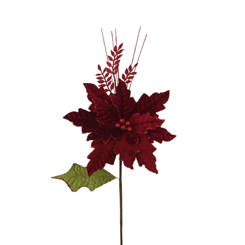 Burgundy Velvet Poinsettia w/ Glitter Spray