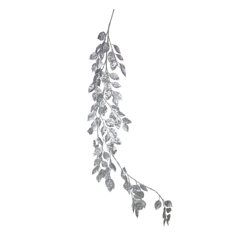 Silver Glitter Leaf Garland